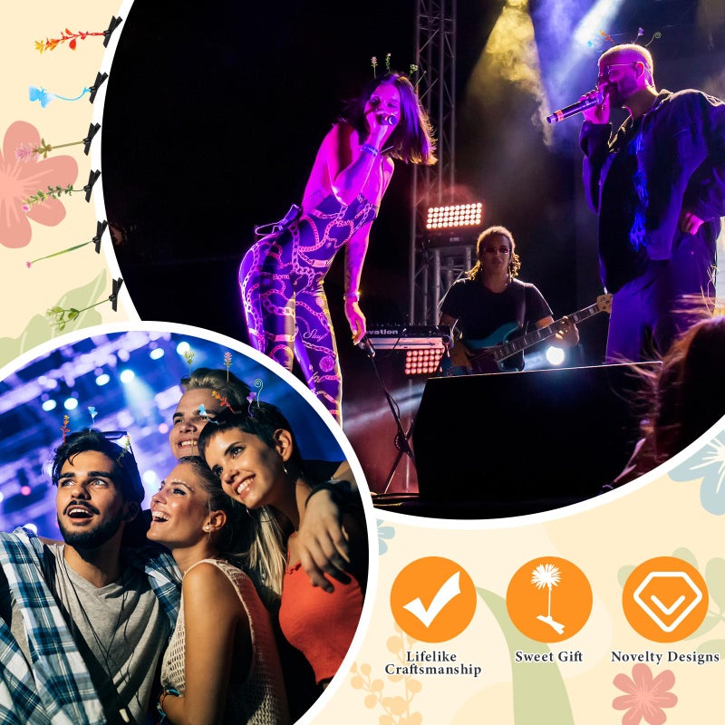 Luinabio 30 Pcs Bean Sprout Hair Clips Rave Mixed Style Plant Hairpins Hair Accessories for Party Irish(Flower Style) - Image 5