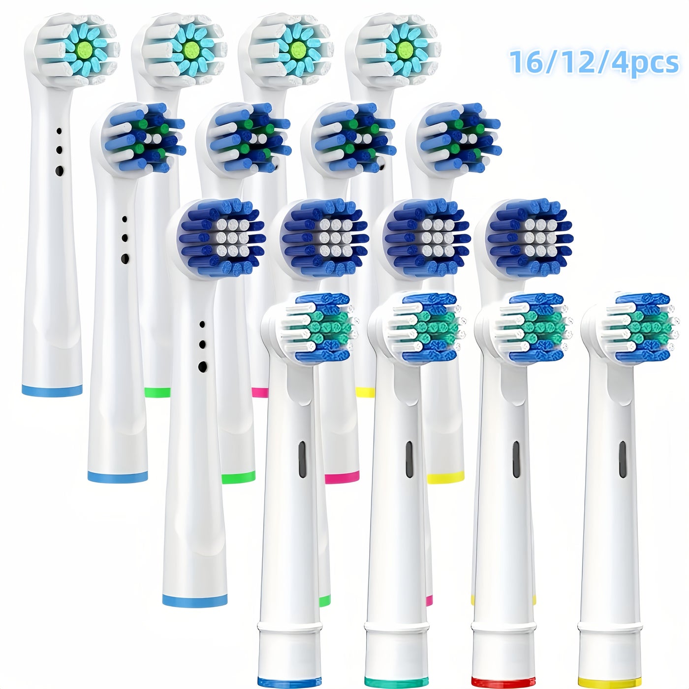 12 16 Pieces Accurate Cleaning Electric Toothbrush Heads Replacement Compatible With Oral B Pro 500 1000 1500 3000 3757 5000 7000 7500 8000