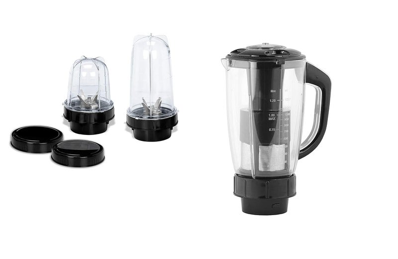 SUMIX Sumix Super Deluxe Juicer jar and Bullet Jar Combo ABS Plastic Set of 2 Bullet Jars 530ml and 350ml Plus 1 Juicer Jar 1500ml Black  - Image 1