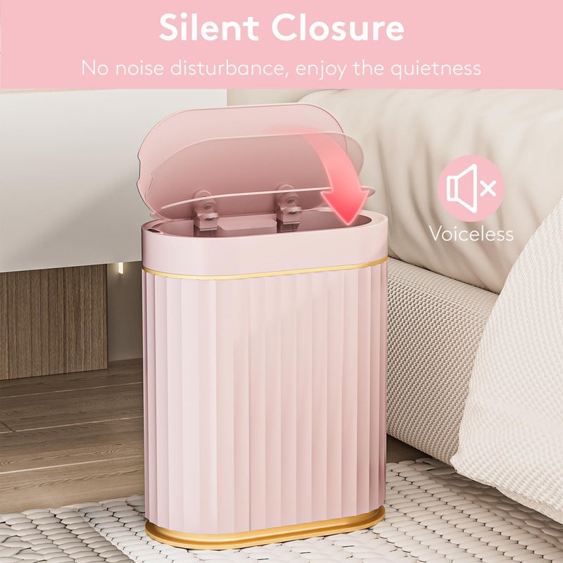 ELPHECO Sensor Trash Can 2 Gallon Waterproof Motion Sensor Trash Can, Automatic Bathroom Trash Bin, Slim Garbage Can (Pink, 2 Gallon) - Image 3