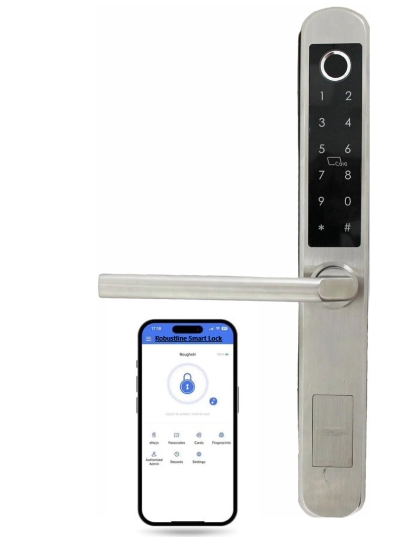 ROBUSTLINE Robustline Electronic Smart Door Lock with 5 Function- Fingerprint, Smart IC Card, Passcode, Mobile App, Metal Key (2 YEARS WARRANTY) (RBSL1020S)  - Image 1