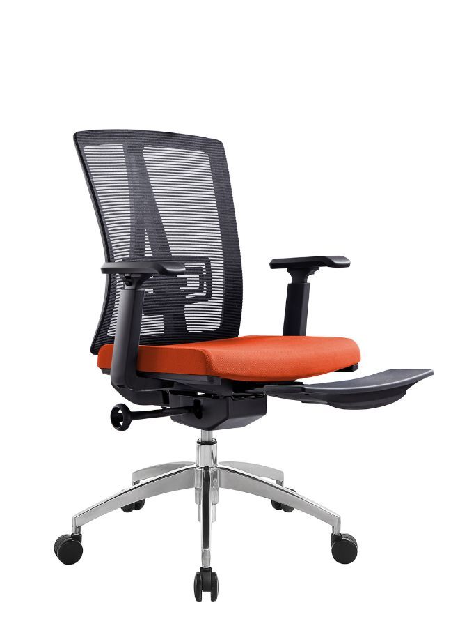 Modern Ergonomic Office Chair with Adjustable Armrest and Footrest for Office Executives and Managers, Orange - Image 1
