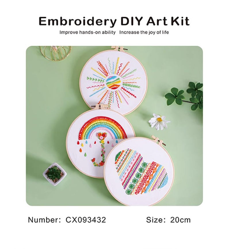 Konrisa Easy Embroidery Kit for Beginners Stamped Embroidery Starter Kit DIY Sewing Needlepoint Cross Stitch for Adults, Stitch Practice Kit 3 Embroidery Fabric Pattern - Image 3