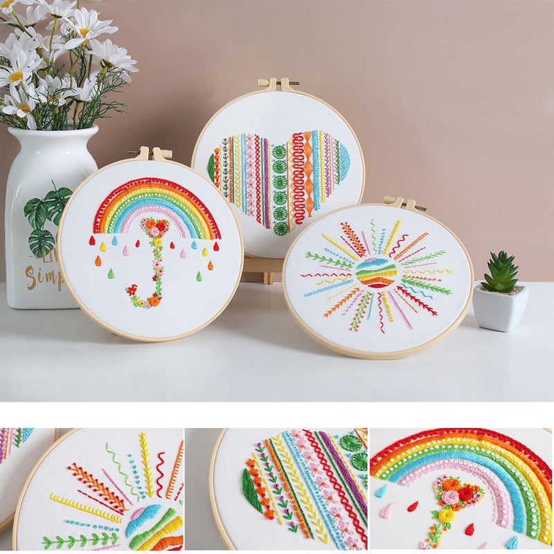 Konrisa Easy Embroidery Kit for Beginners Stamped Embroidery Starter Kit DIY Sewing Needlepoint Cross Stitch for Adults, Stitch Practice Kit 3 Embroidery Fabric Pattern - Image 4