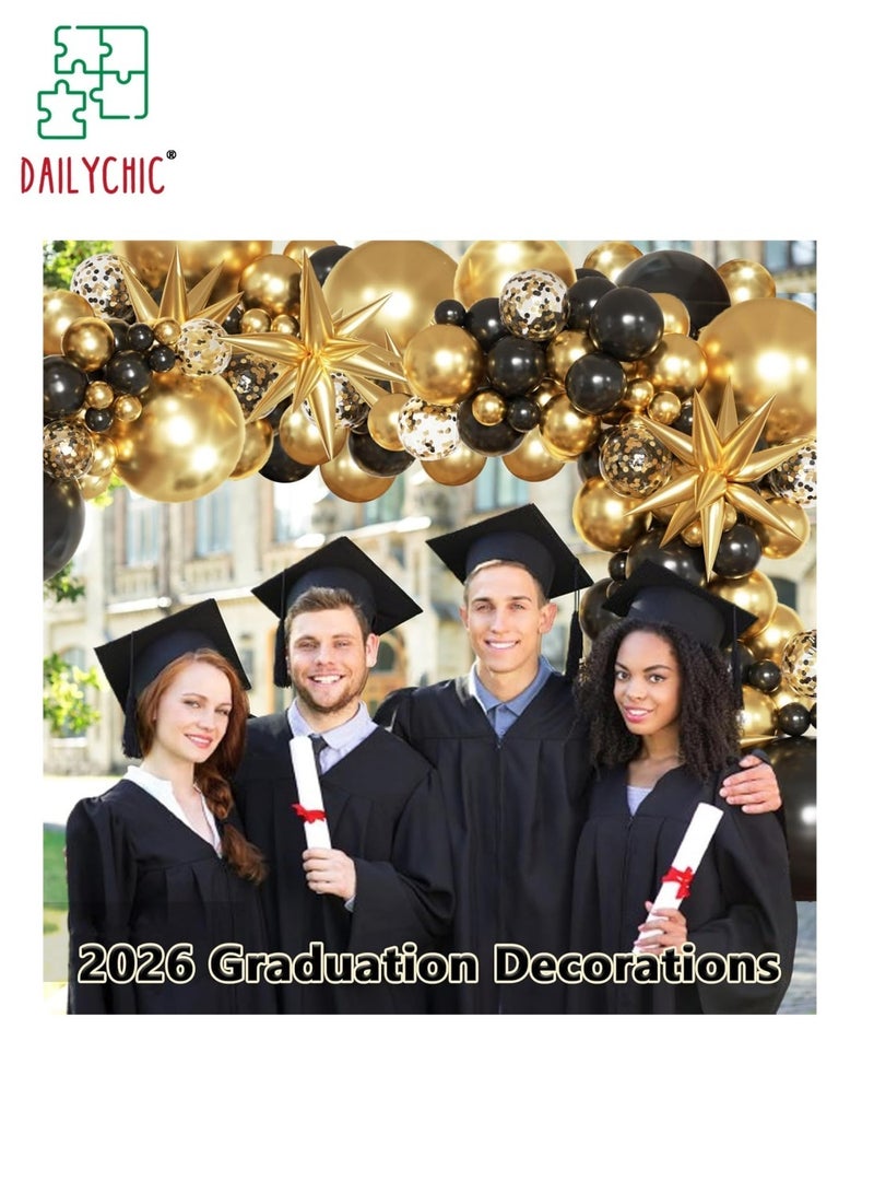 DAILYCHIC 137pcs Black and Gold Balloon Arch Kit, Black and Gold Party Decorations for Birthday 2026 Graduation Retirement Masquerade Anniversary Party Decorations - Image 4