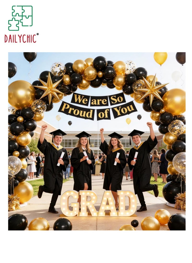 DAILYCHIC 137pcs Black and Gold Balloon Arch Kit, Black and Gold Party Decorations for Birthday 2026 Graduation Retirement Masquerade Anniversary Party Decorations - Image 3