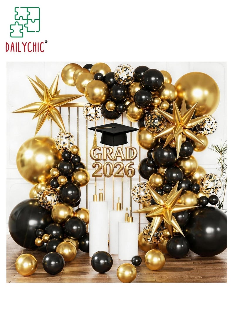 DAILYCHIC 137pcs Black and Gold Balloon Arch Kit, Black and Gold Party Decorations for Birthday 2026 Graduation Retirement Masquerade Anniversary Party Decorations - Image 1