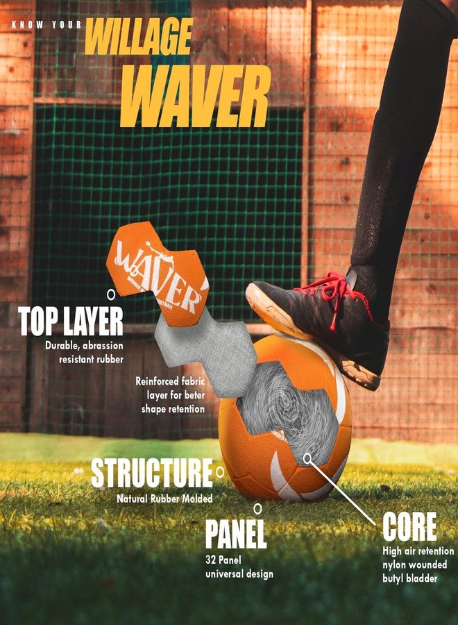 كرة قدم WILLAGE® | متعددة الألوان، مقاس 5، كرة قدم واحدة | كرة قدم | كرة قدم شوارع | مصنوعة من المطاط المصبوب - Image 4