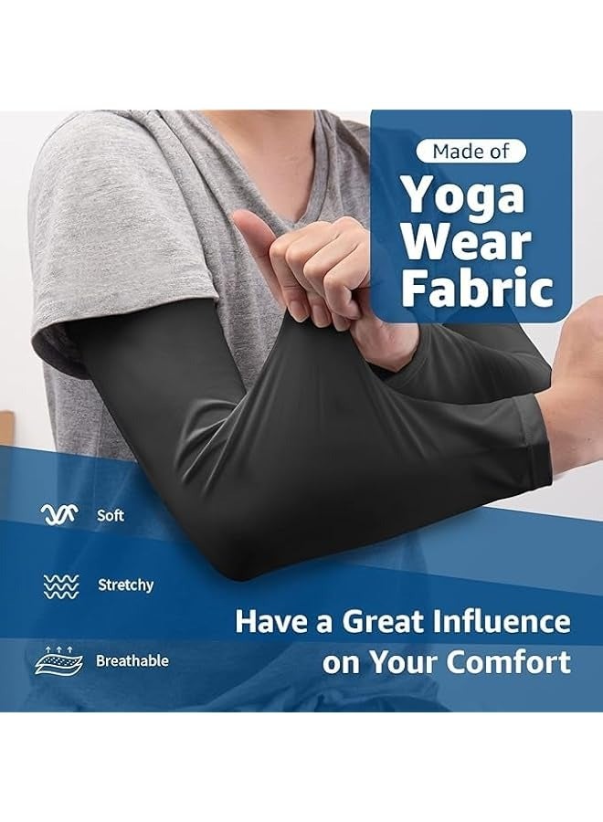 PROMASS Sun Protection Arm Sleeves, Cooling Sports Sleeves, Anti Slip Arm Compression Sleeves, Long Arm Cover, Arm Shields for Outdoors Driving Cycling, Golf, for Men Women Teenager, 2 Pairs - Image 3