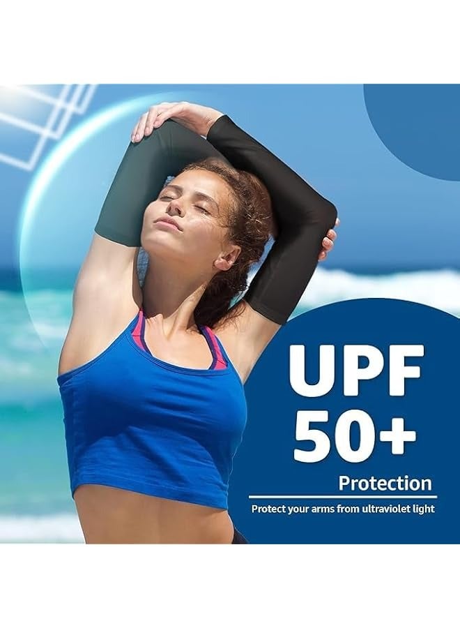 PROMASS Sun Protection Arm Sleeves, Cooling Sports Sleeves, Anti Slip Arm Compression Sleeves, Long Arm Cover, Arm Shields for Outdoors Driving Cycling, Golf, for Men Women Teenager, 2 Pairs - Image 5