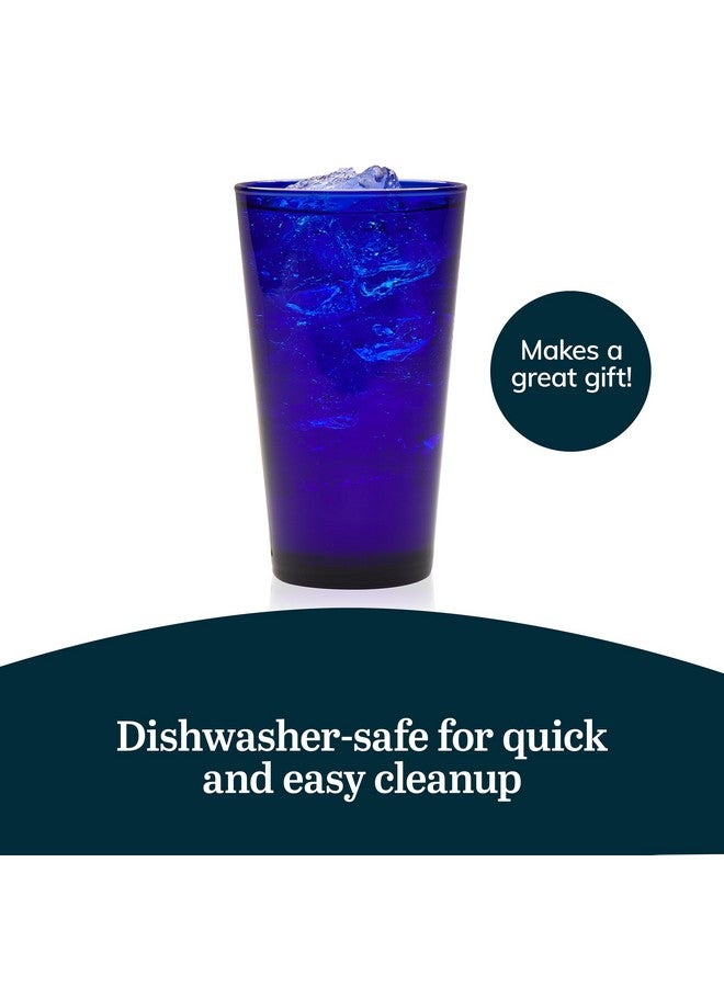 Libbey Cobalt Blue Drinking Glasses, Classic Design Flare Tumbler Glasses Set of 8, Dishwasher Safe Glass Drinking Glasses for Beverages - Image 4