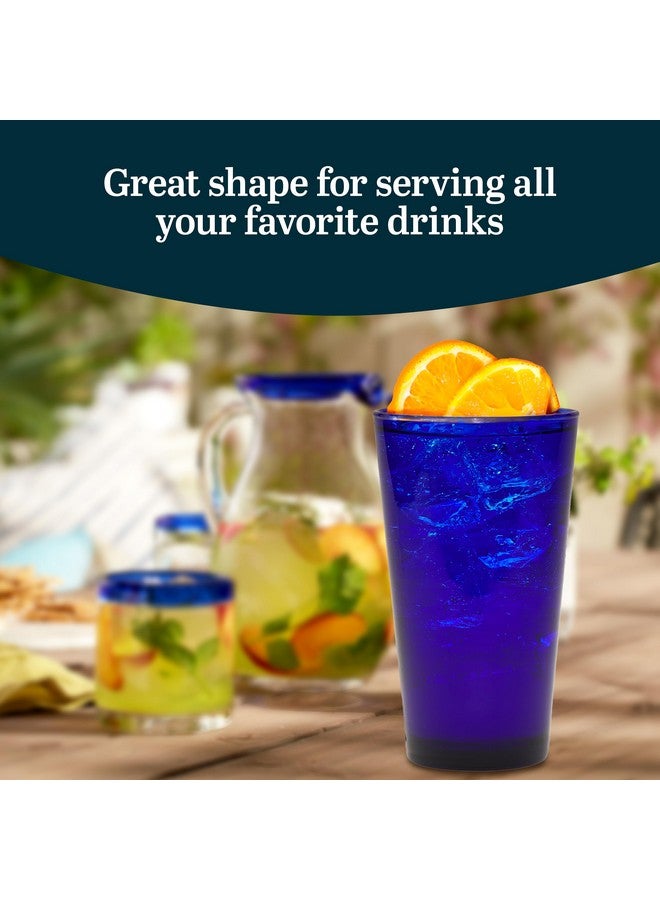 Libbey Cobalt Blue Drinking Glasses, Classic Design Flare Tumbler Glasses Set of 8, Dishwasher Safe Glass Drinking Glasses for Beverages - Image 3
