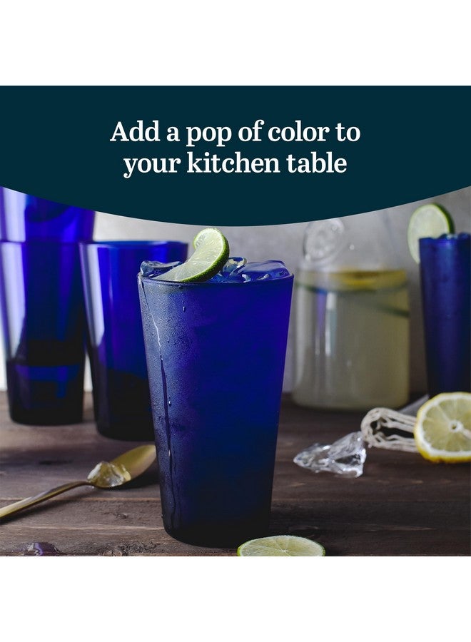 Libbey Cobalt Blue Drinking Glasses, Classic Design Flare Tumbler Glasses Set of 8, Dishwasher Safe Glass Drinking Glasses for Beverages - Image 1