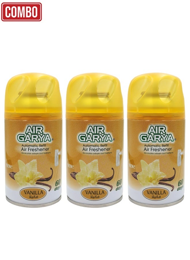 Automatic Air Freshener Refill Spray Vanilla Scent 250ml Each Pack of 3 Continuous Odor Control Refill for Automatic Spray Machine Suitable for Home Office Restroom Kitchen Car Wardrobe Indoor Air Freshener - Image 1