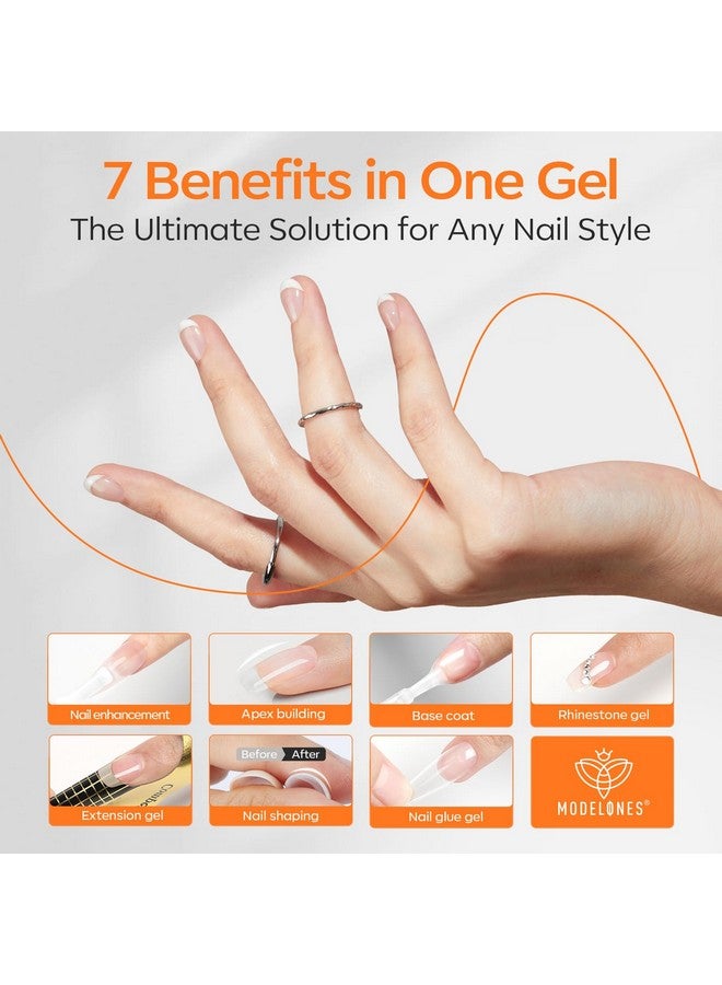 modelones Builder Nail Gel with Gel Top Coat, 8-In-One Clear Gel Builder Acid Free Top Coat for Nail Thickening Apex Building Nail Extension Shine Finish and Long Lasting, LED Nail Lamp Cured 10ml - Image 3