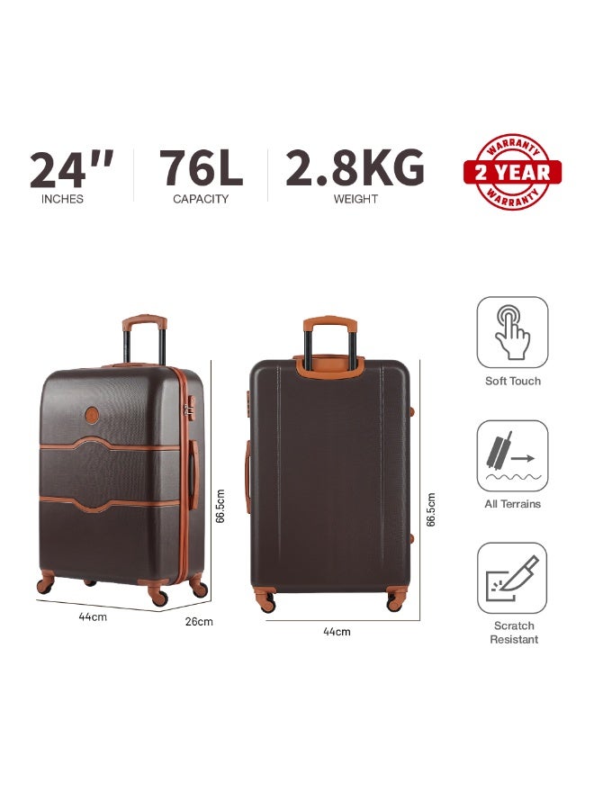 Eagle Express Iconic 24 Inch Medium Luggage Maple Brown, ABS Hard Shell Check-In Trolley Suitcase with Lightweight Travel Design, 360 Spinner Wheels, Secure Lock System and 2 Year Warranty - Image 3