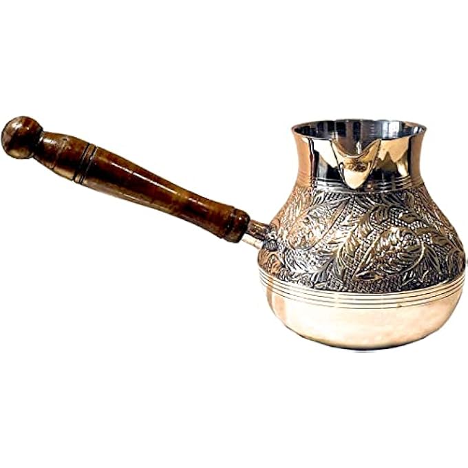 rayihni Turkish Coffee Pot Cezve  Small Brass BrikiJazva Coffee Warmer 200Ml  Traditional Arabic  Greek Coffee Maker  Ramadan Gift Stovetop Safe - Image 1