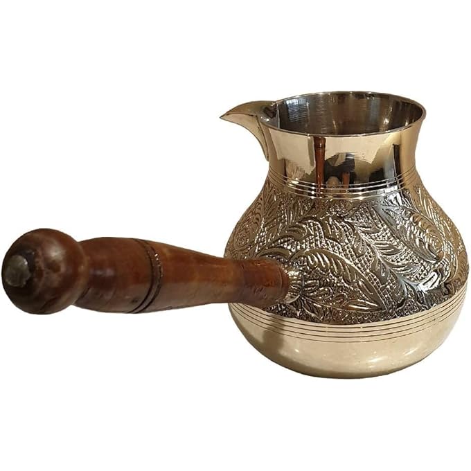 rayihni Turkish Coffee Pot Cezve  Small Brass BrikiJazva Coffee Warmer 200Ml  Traditional Arabic  Greek Coffee Maker  Ramadan Gift Stovetop Safe - Image 2