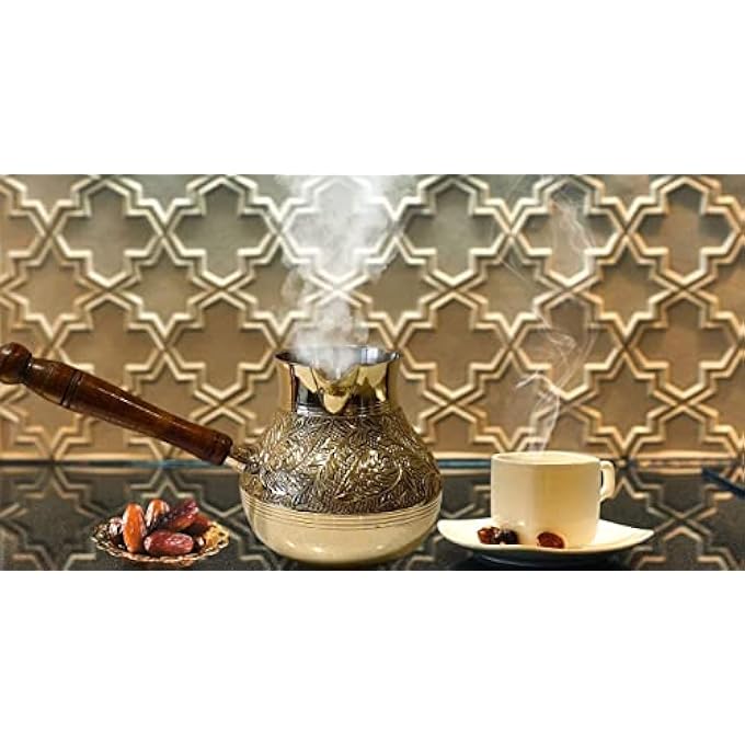 rayihni Turkish Coffee Pot Cezve  Small Brass BrikiJazva Coffee Warmer 200Ml  Traditional Arabic  Greek Coffee Maker  Ramadan Gift Stovetop Safe - Image 3