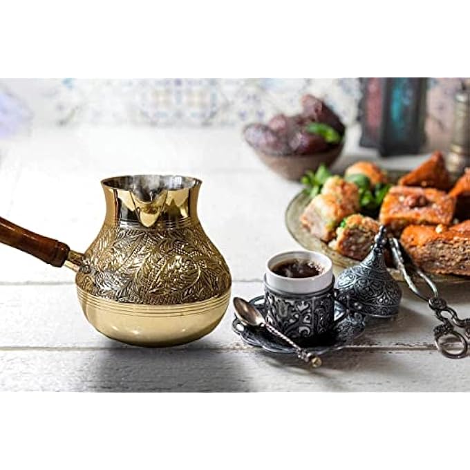 rayihni Turkish Coffee Pot Cezve  Small Brass BrikiJazva Coffee Warmer 200Ml  Traditional Arabic  Greek Coffee Maker  Ramadan Gift Stovetop Safe - Image 4