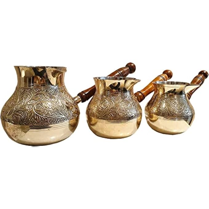 rayihni Turkish Coffee Pot Cezve  Small Brass BrikiJazva Coffee Warmer 200Ml  Traditional Arabic  Greek Coffee Maker  Ramadan Gift Stovetop Safe - Image 5
