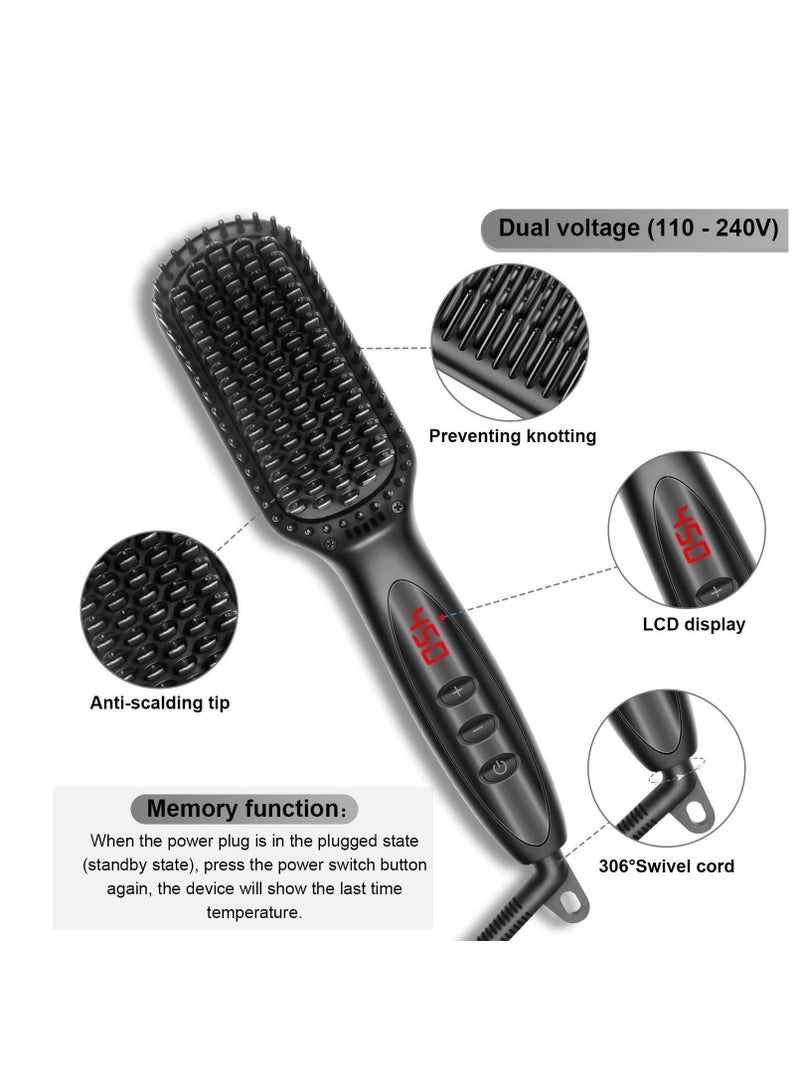 SYOSI Hair Straightener Brush Ionic Straightening with Fast MCH Ceramic Heating Anti-Scald Auto Temperature Lock and Auto-Off Function Portable Comb for Home Travel - Image 2