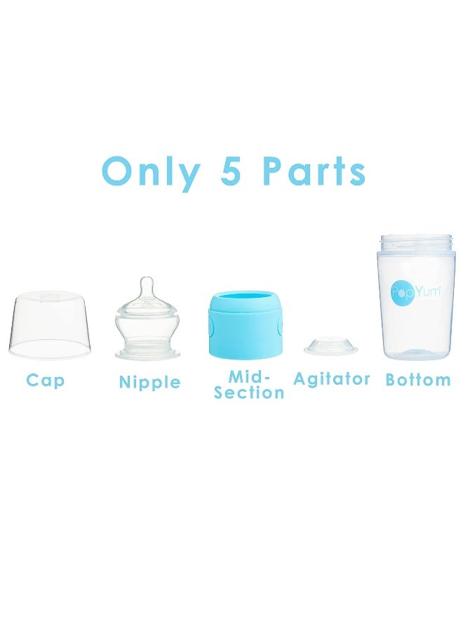 PopYum زجاجات حليب الأطفال PopYum سعة 9 أونص (260 مل) باللون الأزرق، مضادة للمغص، مجموعة من 3 زجاجات مع حلمات متوسطة التدفق #2، خالية من BPA، تصميم طبيعي لتسهيل الرضاعة - Image 5