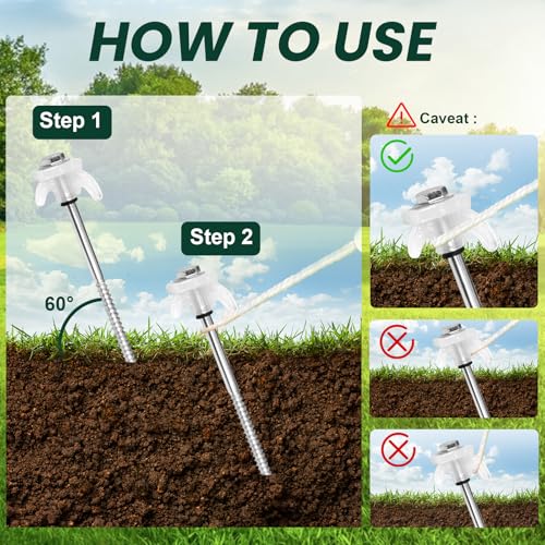 Zhenx 20 Pack 8" Screw in Tent Stakes Heavy Duty- Ground Anchors Screw- Tent Pegs Camping Stakes- Hex Pegs Drillable Tent Stakes and Hexagon Head Drive and Storage Box (White) - Image 4