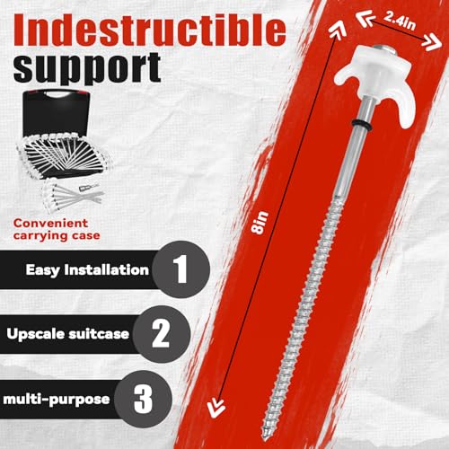 Zhenx 20 Pack 8" Screw in Tent Stakes Heavy Duty- Ground Anchors Screw- Tent Pegs Camping Stakes- Hex Pegs Drillable Tent Stakes and Hexagon Head Drive and Storage Box (White) - Image 3