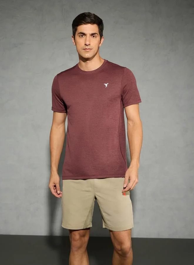 Technosport Technosport Men Solid Slim Fit Crew Neck T-Shirt