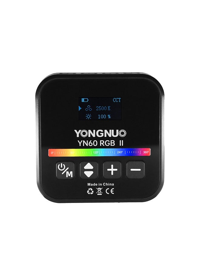 YONGNUO YN60RGB II 6W Pocket Led Light RGB Video Lamp Mini Photography Light with 1/4in Screw Hole 68pcs Beads 2500K-9900K Color Temperature 25 Scene Effects CRI≥95 with Cold Shoe Mount Adapter  - Image 1