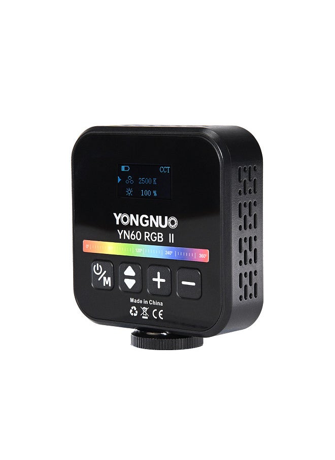 YONGNUO YN60RGB II 6W Pocket Led Light RGB Video Lamp Mini Photography Light with 1/4in Screw Hole 68pcs Beads 2500K-9900K Color Temperature 25 Scene Effects CRI≥95 with Cold Shoe Mount Adapter  - Image 2