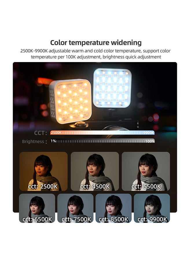 YONGNUO YN60RGB II 6W Pocket Led Light RGB Video Lamp Mini Photography Light with 1/4in Screw Hole 68pcs Beads 2500K-9900K Color Temperature 25 Scene Effects CRI≥95 with Cold Shoe Mount Adapter  - Image 3