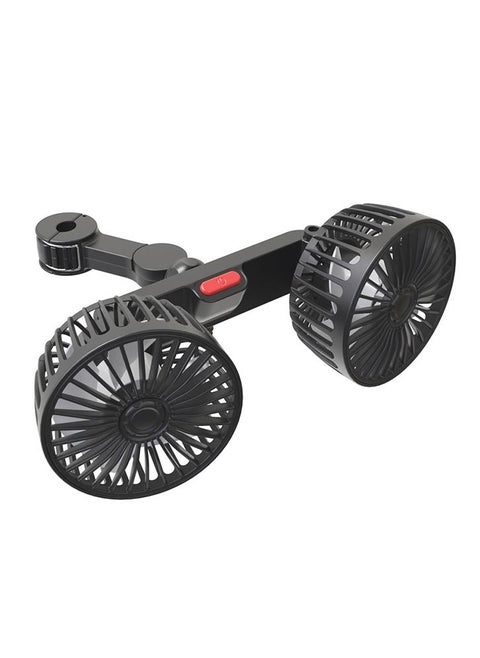 3-Speeds Car Fan 360° Adjustable USB Back Row Dual Head  Fan 10W