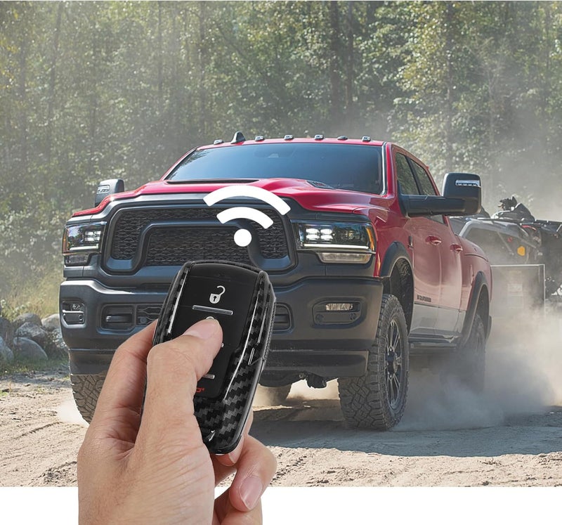 JWWY Carbon Fiber Key Fob Cover for Dodge RAM - Image 3