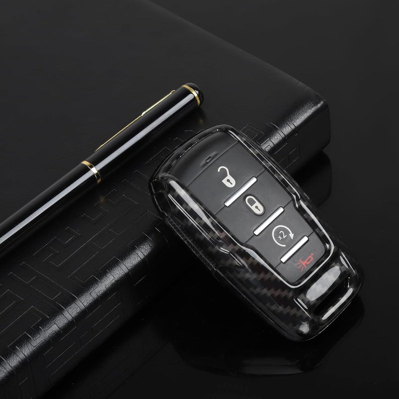 JWWY Carbon Fiber Key Fob Cover for Dodge RAM - Image 2