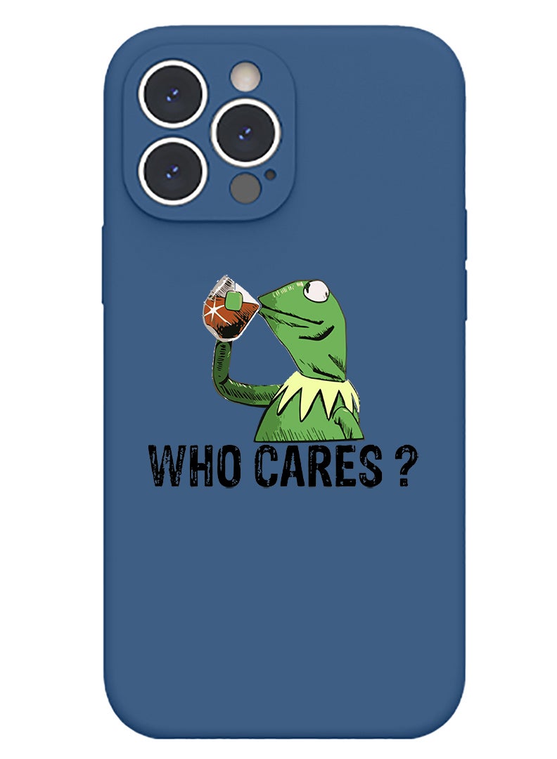 Theodor Protective Slim Fit Case Liquid Silicone Cover with Full Body Protection Anti-Scratch Shockproof Case For iPhone 12 Pro Max Blue  - Who cares black copy - Image 1