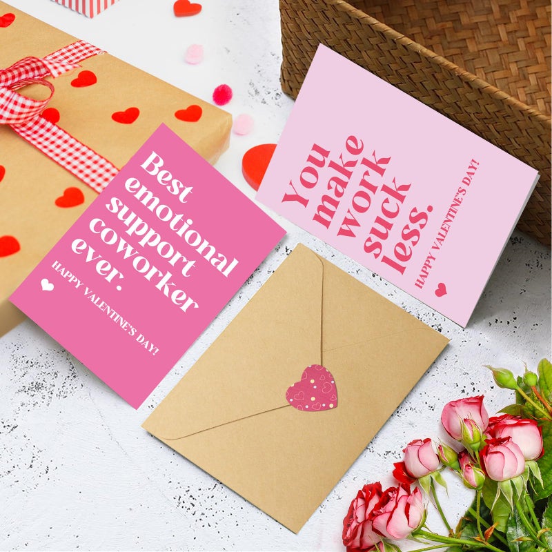 Obbyidk Funny Coworker Valentine's Day Card Set, Assorted Valentines Cards for Boss Colleague Employee, 4 x 6 In(6 Designs, 24 Cards with Envelopes) - Image 3