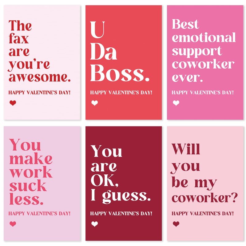 Obbyidk Funny Coworker Valentine's Day Card Set, Assorted Valentines Cards for Boss Colleague Employee, 4 x 6 In(6 Designs, 24 Cards with Envelopes) - Image 1