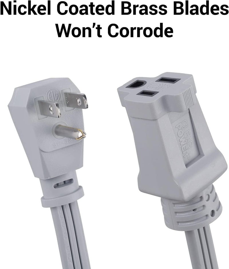 Clear Power 9 ft 14/3 Gray Air Conditioner/Major Appliance Indoor Extension Cable, Extension Cord, Grounded Flat Plug, Perfect for AC Units and Major Appliances, DCIC-0003-DC - Image 2