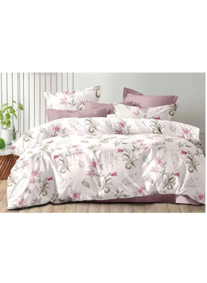 Luxury 6-Piece King Size Duvet Cover Set made from 250 Thread Count Cotton – Includes 1 Duvet Cover 220x240cm, 1 Fitted Sheet 200x200+25cm and 4 Pillow Covers 50x75cm for Ultimate Comfort