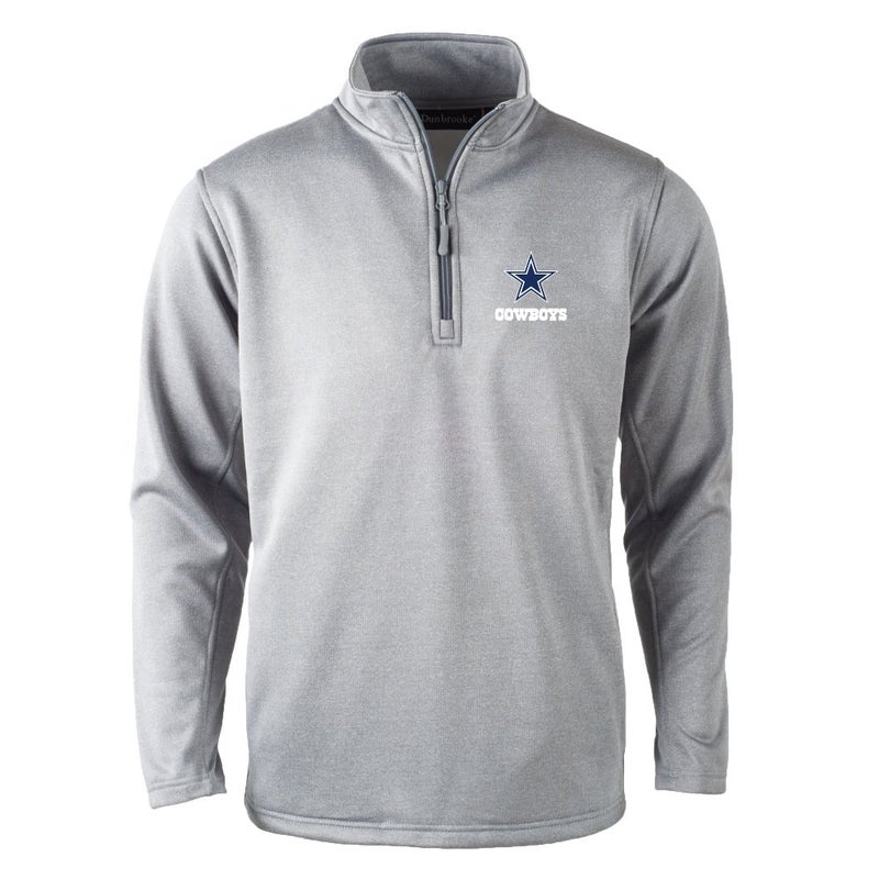 Dunbrooke Dallas Cowboys All-Star Menâ€™s Quarter Zip Fleece Pullover with Mock Neck and Side Pockets, Heather Grey, XL