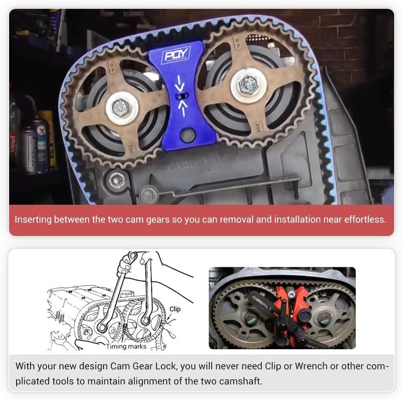pqy Engine Cam Gear Lock Timing Belt Installation Tool Compatible with Honda/Acura B16 B18C1 B18C5 VTEC Blue - Image 3