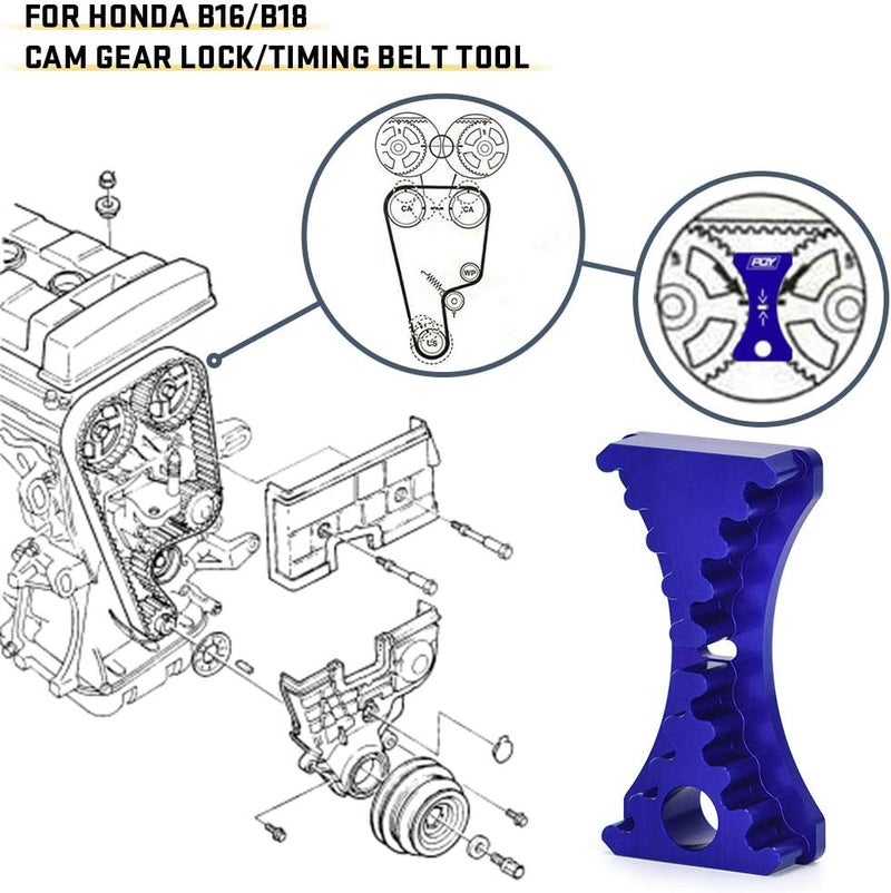 pqy Engine Cam Gear Lock Timing Belt Installation Tool Compatible with Honda/Acura B16 B18C1 B18C5 VTEC Blue - Image 4