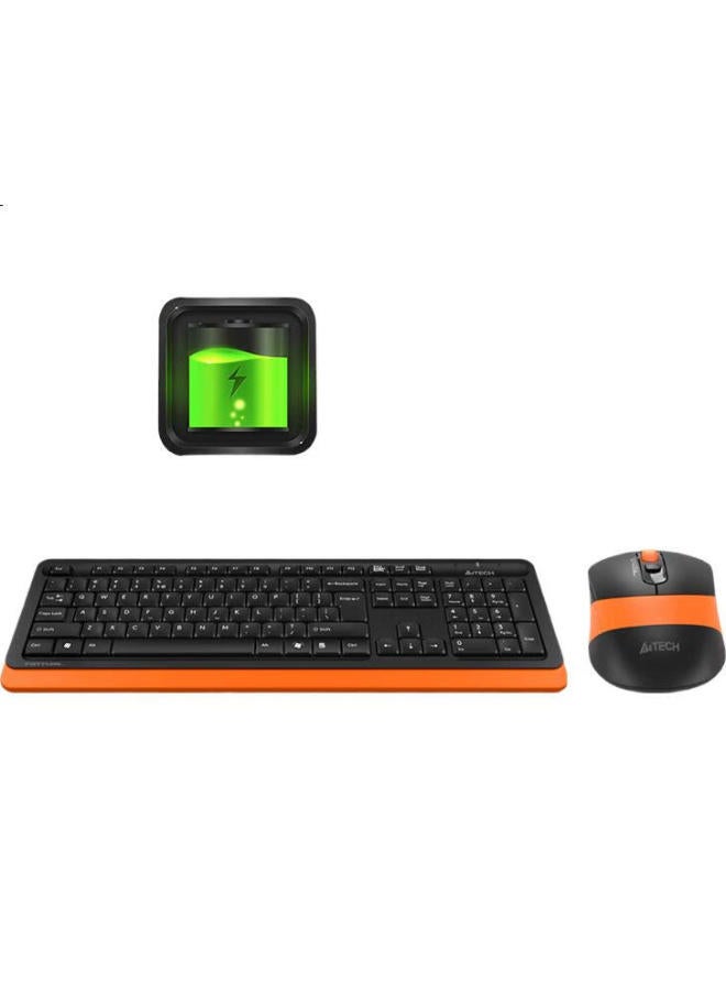 A4Tech Fg1010 Wireless Keyboard And Mouse Combo For Desktop And Laptop, Thin Film Keyboard For Office And Typing, Vibrant Orange - Image 1