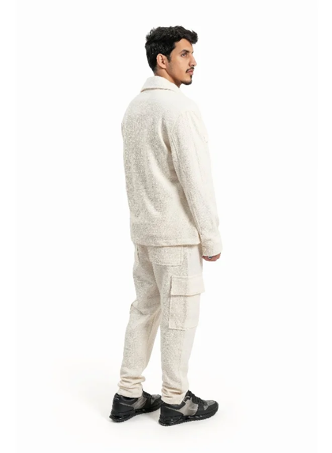 Wecre8 Men Open Offwhite Jacket and Pants Set