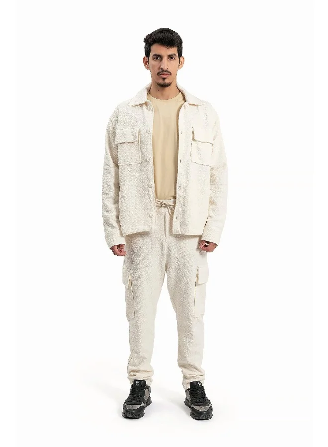 Wecre8 Men Open Offwhite Jacket and Pants Set
