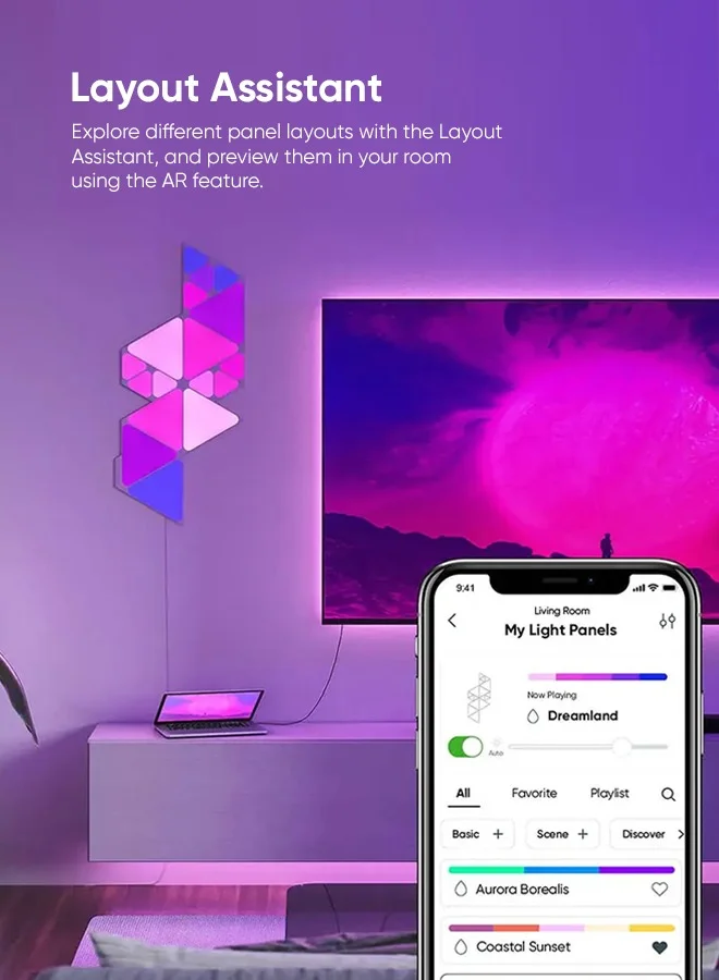 Nanoleaf Shapes Triangles Starter Kit - 15 Pack - Smart WiFi LED Light Panel System w/ Music Visualizer, Instant Wall Decoration, Home or Office Use, Low Energy Consumption | Gaming Lights