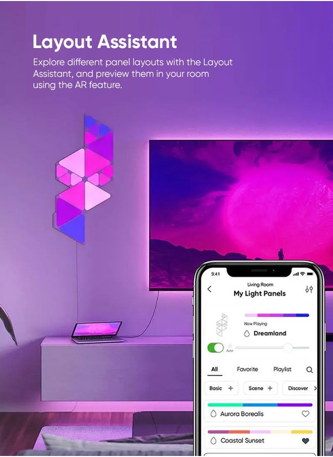 Nanoleaf - Shapes Triangles Starter Kit - 15 Pack - Smart WiFi LED Light Panel System w/ Music Visualizer, Instant Wall Decoration, Home or Office Use, Low Energy Consumption | Gaming Lights - Image 1