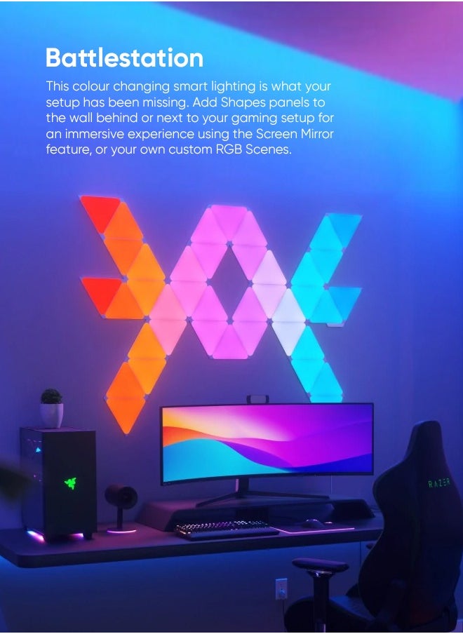 Nanoleaf - Shapes Triangles Starter Kit - 15 Pack - Smart WiFi LED Light Panel System w/ Music Visualizer, Instant Wall Decoration, Home or Office Use, Low Energy Consumption | Gaming Lights - Image 1